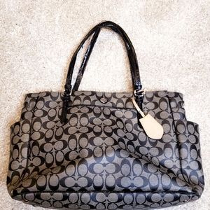 Coach Black Monogram Diaper Bag w/ Changing Pad